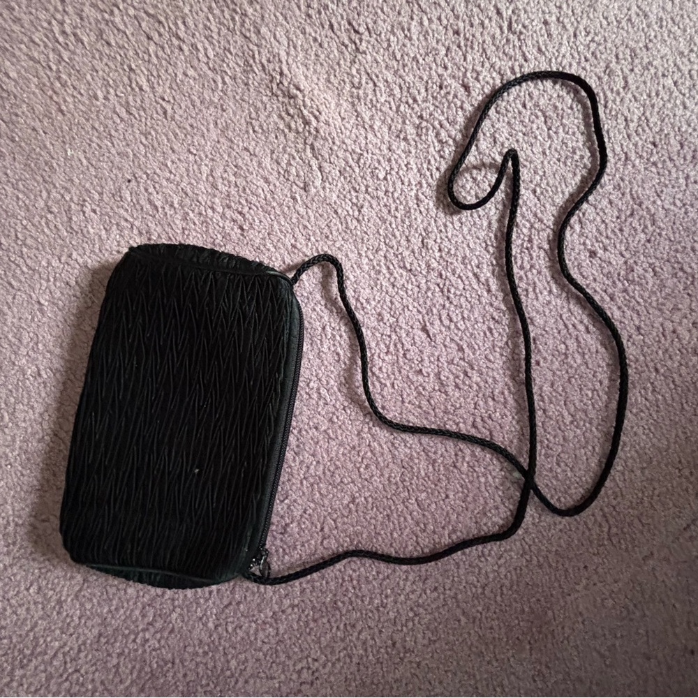 Black Textured Crossbody Bag